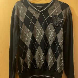 Caffeine black grey white v neck cotton sweater xl